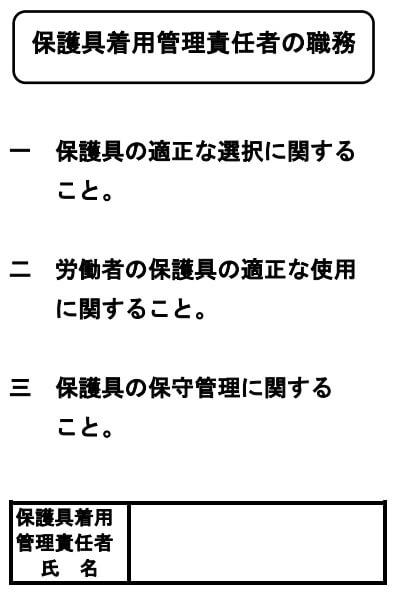 保護具着用管理責任者の職務・氏名掲示様式