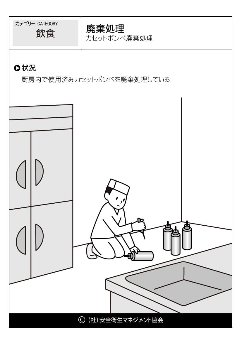 廃棄処理 カセットボンベ廃棄処理 飲食 危険予知訓練 Kyt 無料イラストシート集 一社 安全衛生マネジメント協会